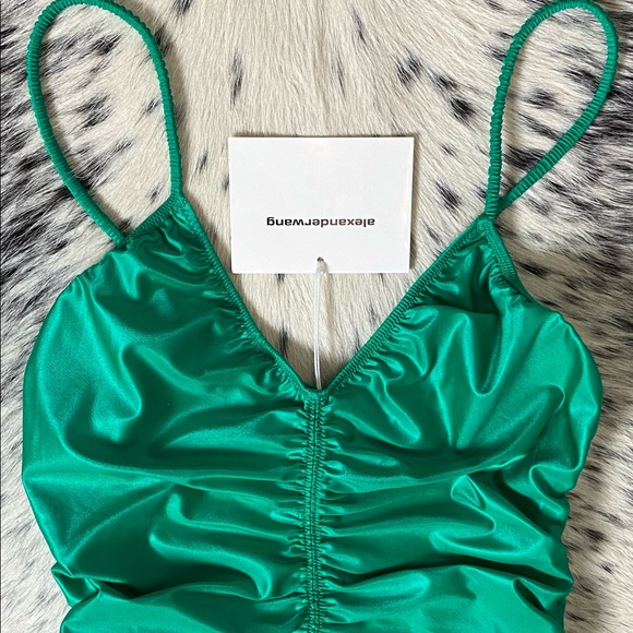 ALEXANDER WANG RUCHED JERSEY CAMI, SZ L GREEN - Picture 2 of 15